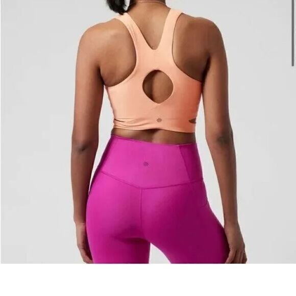 Athleta Conscious Cut Out Crop peach / orange workout top size XS NWT - Picture 2 of 6